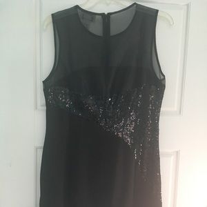 💋Black Carmen sequin and sheer cocktail dress